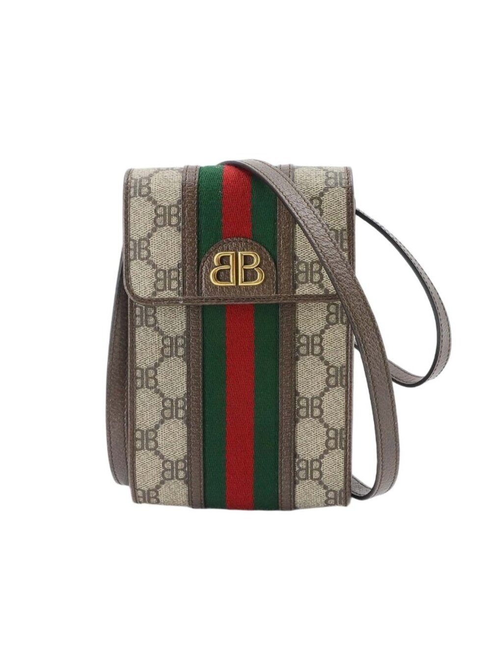 Gucci Project Phone Pouch Shoulder Bag Leather Beige